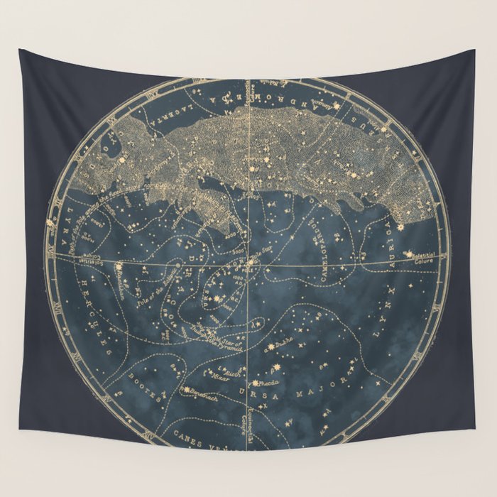Vintage Astronomical Charts - Stars and Constellations Wall Tapestry Gallery Image 1