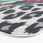 Vintage black white pink floral cheetah animal print Bath Mat Gallery Image 3