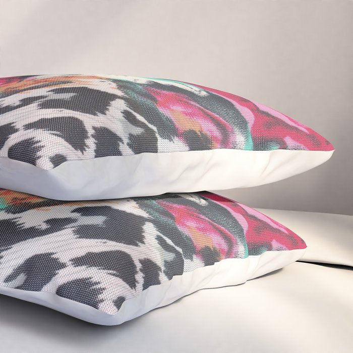 Vintage black white pink floral cheetah animal print Pillow Sham Gallery Image 3