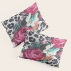 Vintage black white pink floral cheetah animal print Pillow Sham Gallery Image 3