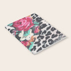 Vintage black white pink floral cheetah animal print Notebook Gallery Image 2
