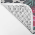 Vintage black white pink floral cheetah animal print Bath Mat Gallery Image 2