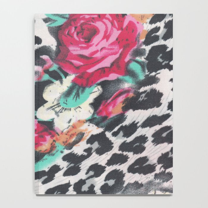 Vintage black white pink floral cheetah animal print Notebook Gallery Image 4