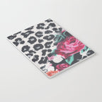 Vintage black white pink floral cheetah animal print Notebook Gallery Image 3