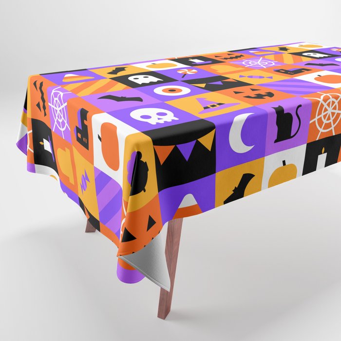 Geometric halloween mosaic pattern Tablecloth Gallery Image 1