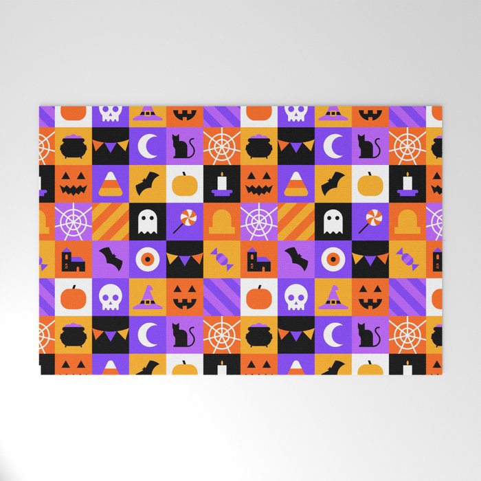 Geometric halloween mosaic pattern Welcome Mat Gallery Image 1