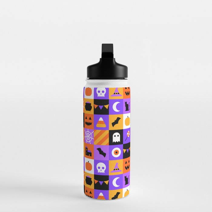 Geometric halloween mosaic pattern Water Bottle Gallery Image 3
