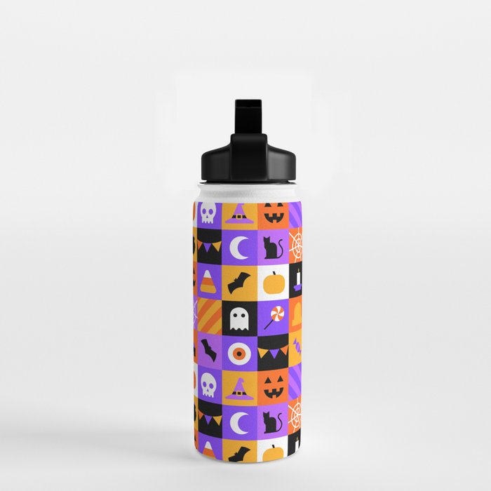 Geometric halloween mosaic pattern Water Bottle Gallery Image 2