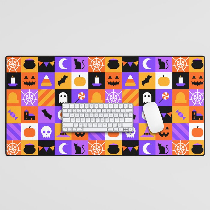 Geometric halloween mosaic pattern Desk Mat Gallery Image 1