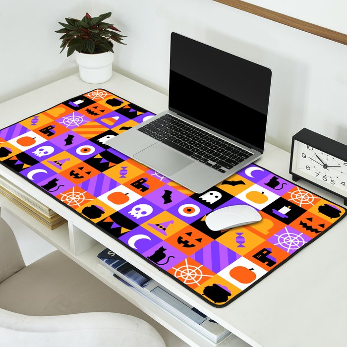 Geometric halloween mosaic pattern Desk Mat Gallery Image 2