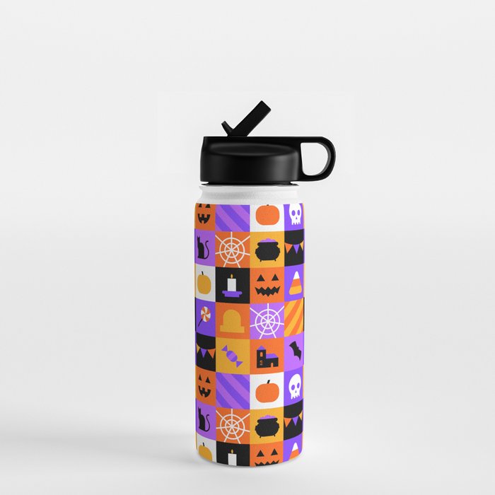 Geometric halloween mosaic pattern Water Bottle Gallery Image 1