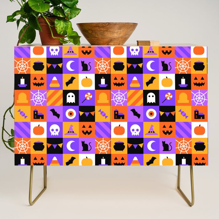 Geometric halloween mosaic pattern Credenza Gallery Image 1