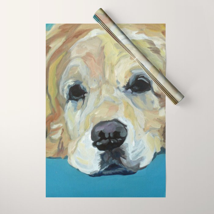Shiner the Golden Retriever Portrait Wrapping Paper Gallery Image 1