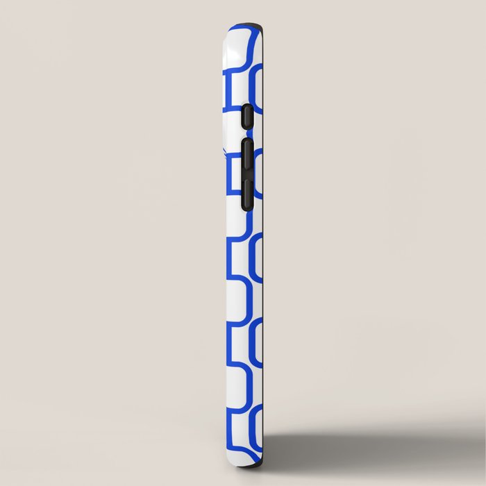 Geometric Mod Links Midcentury Modern Pattern Royal Blue and White iPhone Case Gallery Image 2