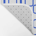Geometric Mod Links Midcentury Modern Pattern Royal Blue and White Bath Mat Gallery Image 2