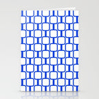Geometric Mod Links Midcentury Modern Pattern Royal Blue and White Stationery Card Gallery Image 2