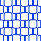 Geometric Mod Links Midcentury Modern Pattern Royal Blue and White Coffee Mug Gallery Image 2