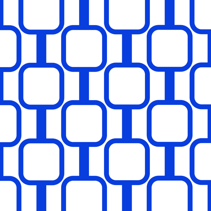 Geometric Mod Links Midcentury Modern Pattern Royal Blue and White Coffee Mug Gallery Image 2