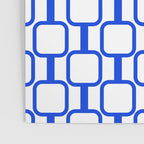 Geometric Mod Links Midcentury Modern Pattern Royal Blue and White Poster Gallery Image 3