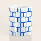 Geometric Mod Links Midcentury Modern Pattern Royal Blue and White Coffee Mug Gallery Image 4