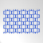 Geometric Mod Links Midcentury Modern Pattern Royal Blue and White Welcome Mat Gallery Image 1