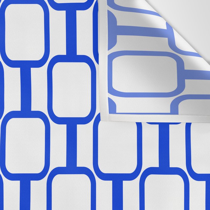 Geometric Mod Links Midcentury Modern Pattern Royal Blue and White Wall Tapestry Gallery Image 3