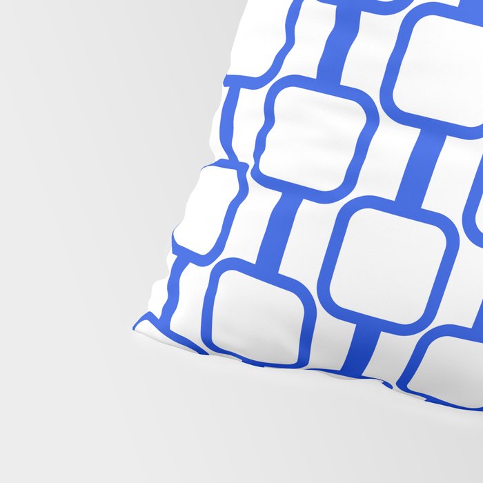 Geometric Mod Links Midcentury Modern Pattern Royal Blue and White Pillow Sham Gallery Image 4