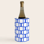 Geometric Mod Links Midcentury Modern Pattern Royal Blue and White Wine Chiller Gallery Image 3