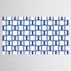 Geometric Mod Links Midcentury Modern Pattern Royal Blue and White Tablecloth Gallery Image 2
