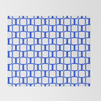 Geometric Mod Links Midcentury Modern Pattern Royal Blue and White Throw Blanket Gallery Image 2