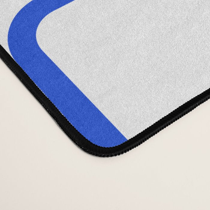 Geometric Mod Links Midcentury Modern Pattern Royal Blue and White Desk Mat Gallery Image 4
