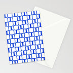 Geometric Mod Links Midcentury Modern Pattern Royal Blue and White Stationery Card Gallery Image 2