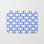 Geometric Mod Links Midcentury Modern Pattern Royal Blue and White Bath Mat Gallery Image 1