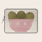  graphic illustration of green apples in a pink bowl Laptop Sleeve Gallery Image 1