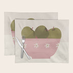  graphic illustration of green apples in a pink bowl Placemat Gallery Image 1