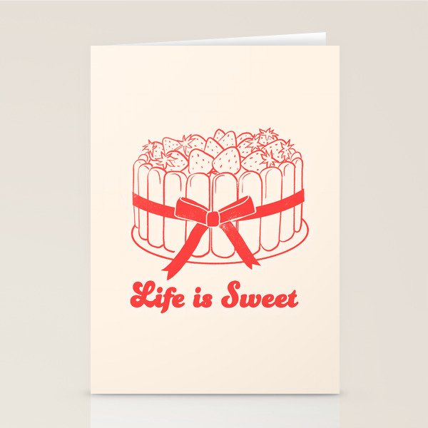 Preppy Strawberry Cake Stationery Card Gallery Image 2