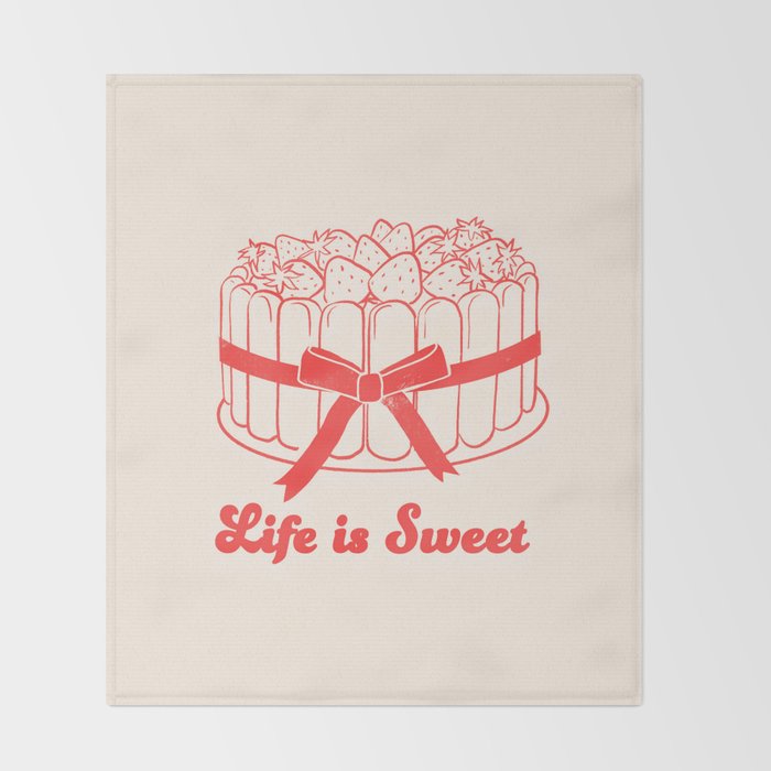 Preppy Strawberry Cake Throw Blanket Gallery Image 2