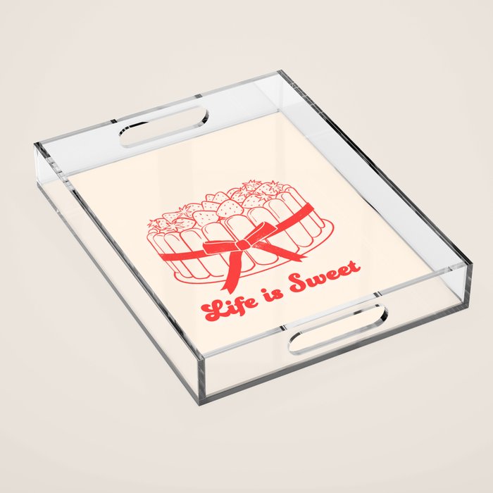 Preppy Strawberry Cake Acrylic Tray Gallery Image 1