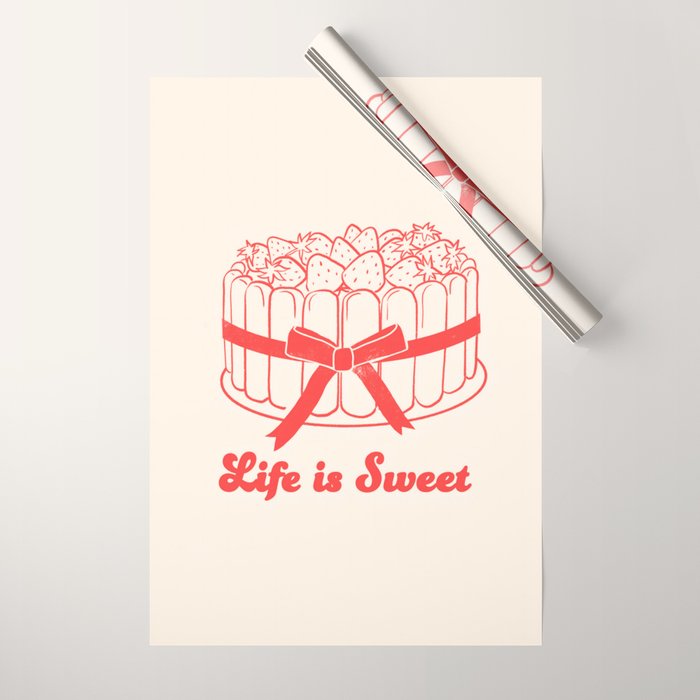 Preppy Strawberry Cake Wrapping Paper Gallery Image 1