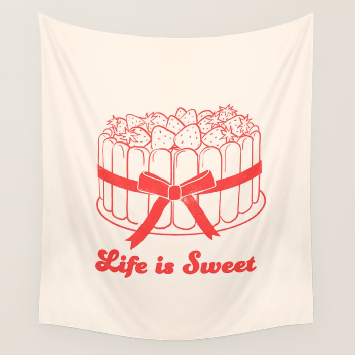 Preppy Strawberry Cake Wall Tapestry Gallery Image 4