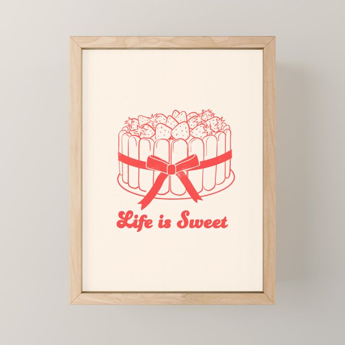 Preppy Strawberry Cake Mini Art Print Gallery Image 1