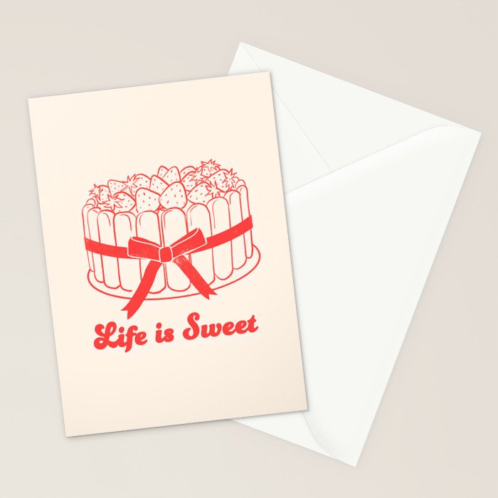 Preppy Strawberry Cake Stationery Card Gallery Image 2