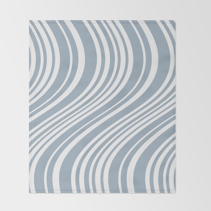 Wavy Stripes XXXVI - Natural Blue  Throw Blanket Gallery Image 2
