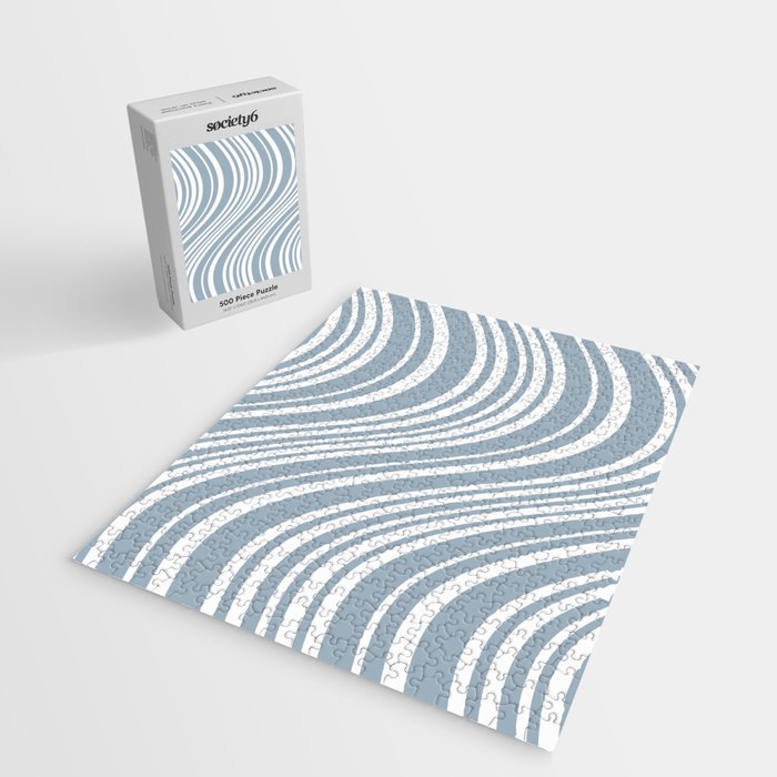 Wavy Stripes XXXVI - Natural Blue  Jigsaw Puzzle Gallery Image 2
