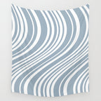 Wavy Stripes XXXVI - Natural Blue  Wall Tapestry Gallery Image 4
