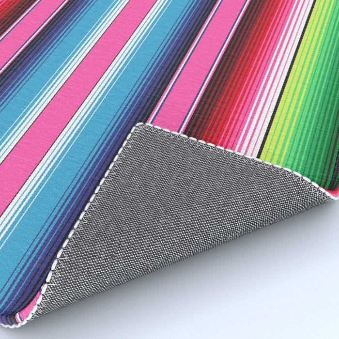 Pink Mexican Serape Blanket Stripes Rug Gallery Image 4
