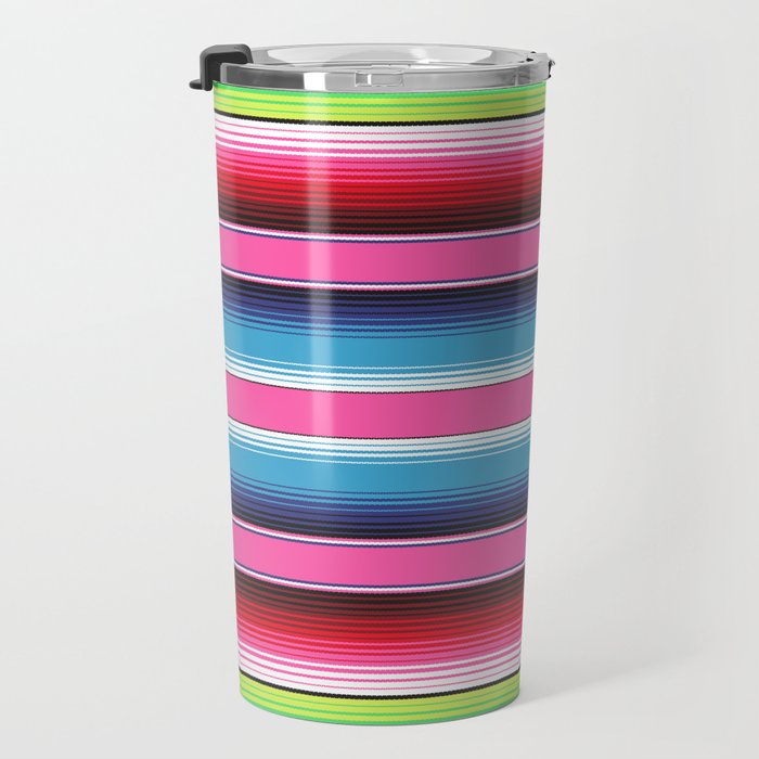 Pink Mexican Serape Blanket Stripes Travel Mug Gallery Image 3