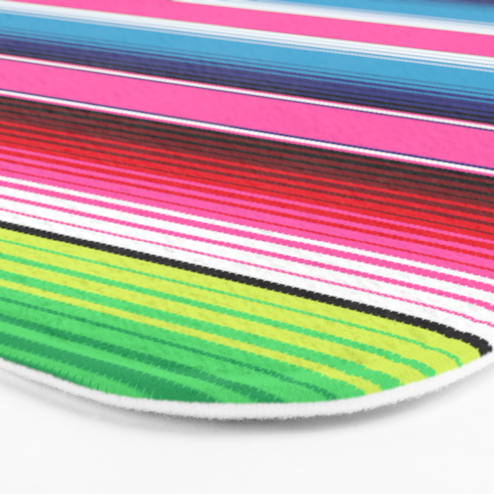 Pink Mexican Serape Blanket Stripes Bath Mat Gallery Image 3