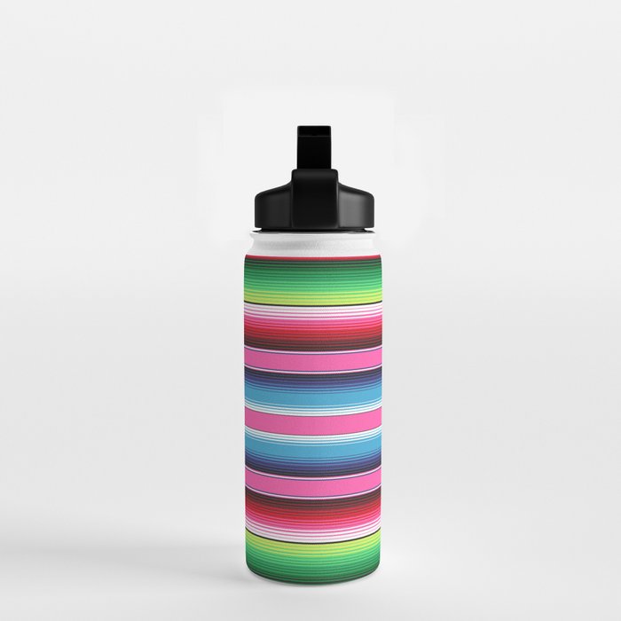 Pink Mexican Serape Blanket Stripes Water Bottle Gallery Image 2