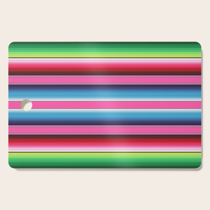 Pink Mexican Serape Blanket Stripes Cutting Board Gallery Image 1